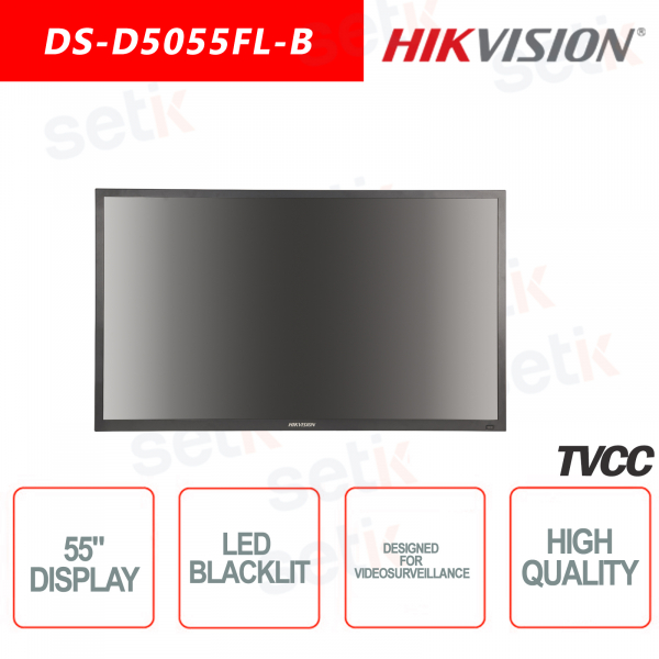 Hikvision 55 Zoll Monitor mit Hintergrundbeleuchtung - Lautsprecher - Geeignet für die Videoüberwac