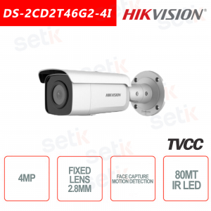 Hikvision IP POE 4.0MP 2.8mm IR H.265 Kamera + 4MP Bullet Kamera Gesichtserken