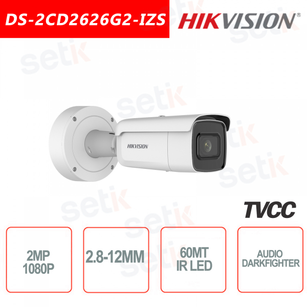 Hikvision IP POE DARKFIGHTER AUDIO 2.0MP 2.8-12mm IR Camera H.265 + Bullet