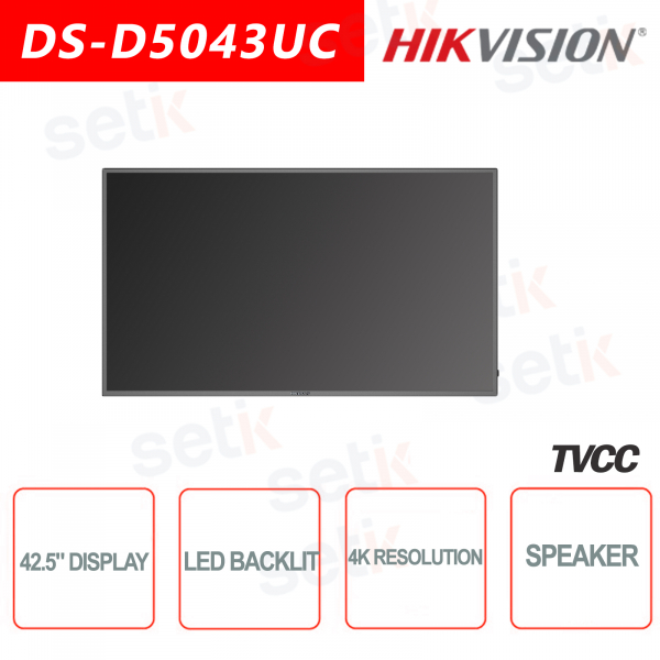 Hikvision 42,5-Zoll-4K-Monitorlautsprecher mit Hintergrundbeleuchtung - Geeignet für die Videoüberwac