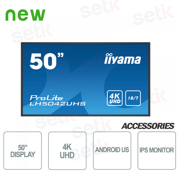 Monitor Prolite 50 Pollici UHD 4K Android OS Display VA Professionale IIYAMA