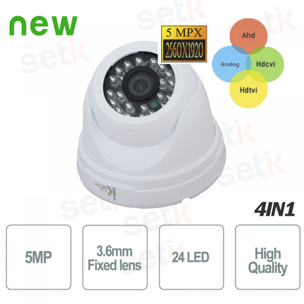 Cámara de videovigilancia AHD External 4in1 TVI CVI 5MP 3.6mm Analog IR Dome S