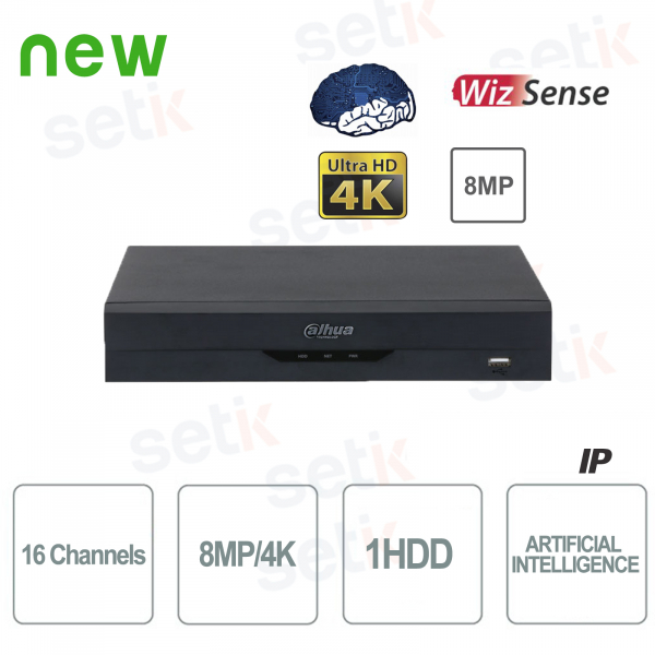 NVR WizSense16 canaux H.265 4K Ultra HD - Intelligence artificielle - Jusqu'à 8 MP 4K - D