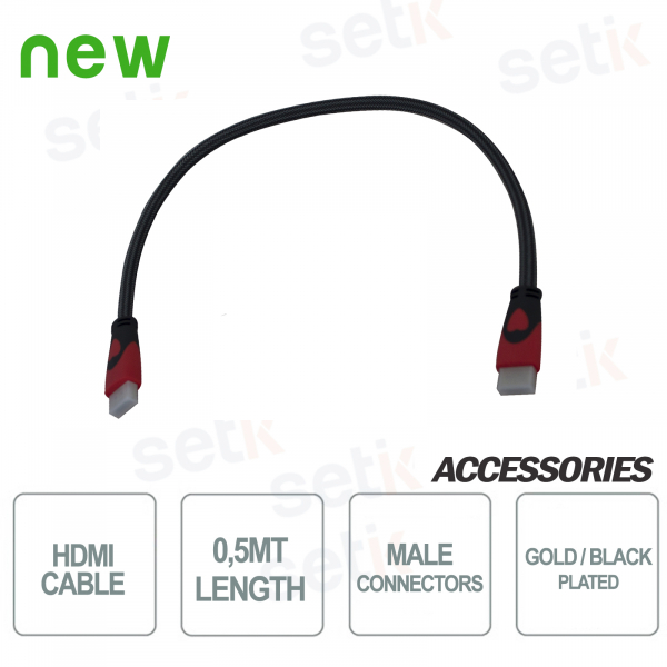 Cable de video HDMI de 0,5 metros Conectores macho - Setik