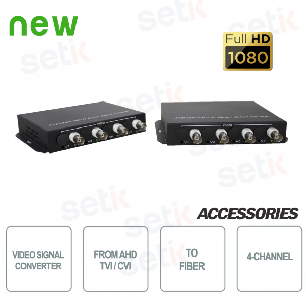 Pair of AHD/TVI/CVI signal converters to 4-channel 2.5w fiber optics - Setik