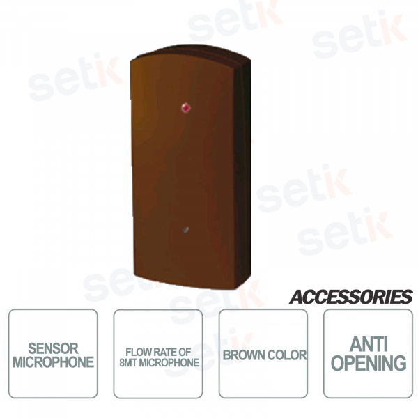 Sensore Microfonico per rottura vetri - Portata del microfono di 8 metri - Colore Marrone - AMC