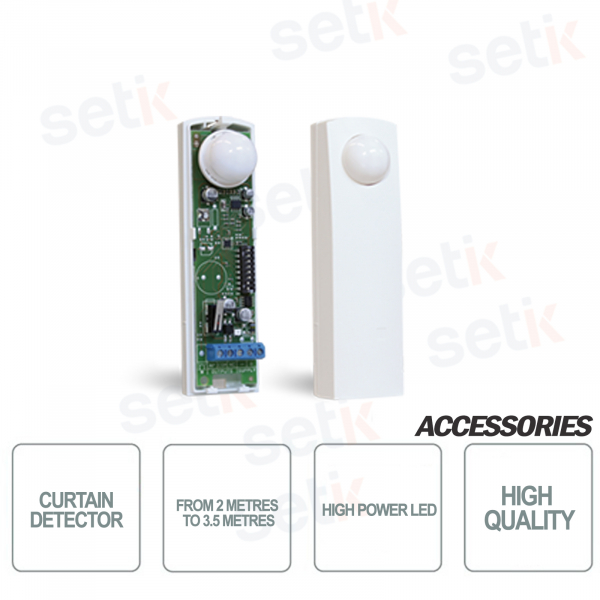 Passive infrared sensor with curtain protection - Activation delay - range adjustable from 2 m to 3.5 - White color -