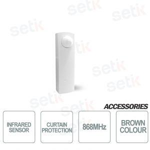 Infrarot-Funksensor - 868 MHz Vorhangschutz - Reichweite von 1 bis 5 Metern - Braune Farbe - AMC