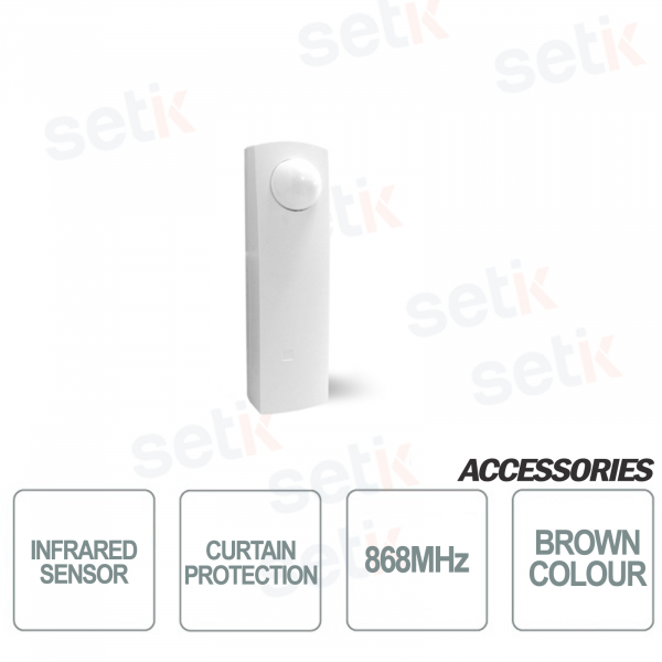 Sensor de radio infrarrojos - Protección de cortina de 868MHz - Alcance de 1 a 5 metros - Color marrón - AMC