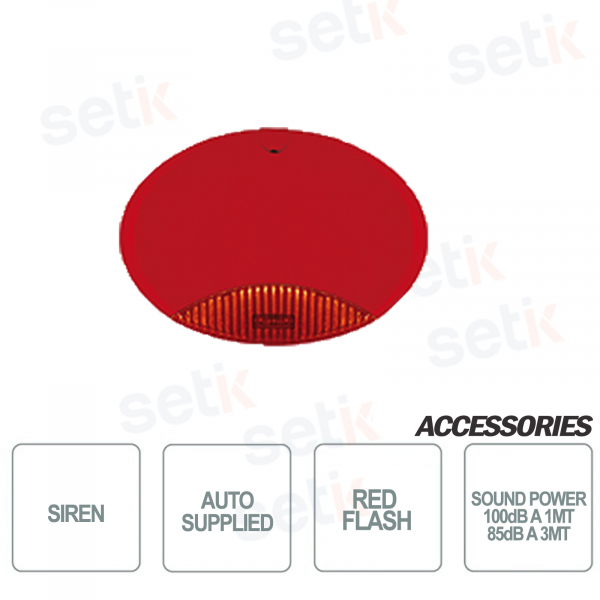 Self-powered outdoor siren with body Red flashing Red - AMC