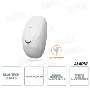 Doble sensor de inmunidad a mascotas Tecnología PIR y micrófono AMC Glassbreak