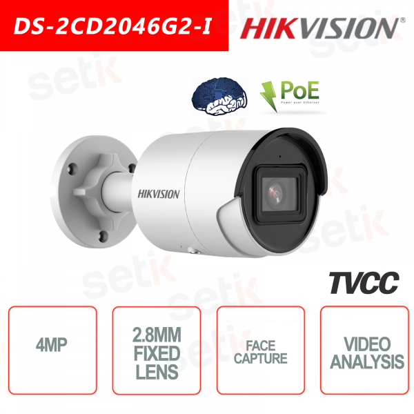Caméra IP Hikvision Onvif PoE 4MP FULL HD IR H.265 + Caméra Bullet 4MP