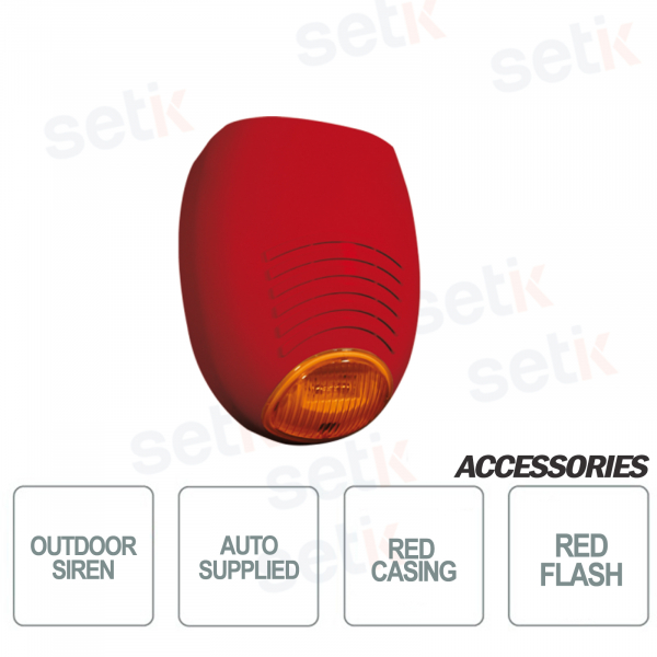 Sirena autoalimentata da esterno lampeggiante Rosso Socca Rossa - AMC