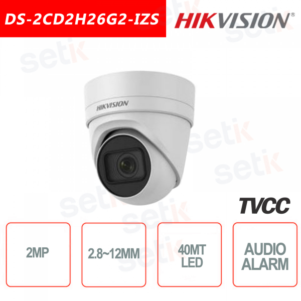 Hikvision IP Camera POE DARKFIGHTER AUDIO 2.0MP 2.8-12mm IR H.265 + Turret 2MP
