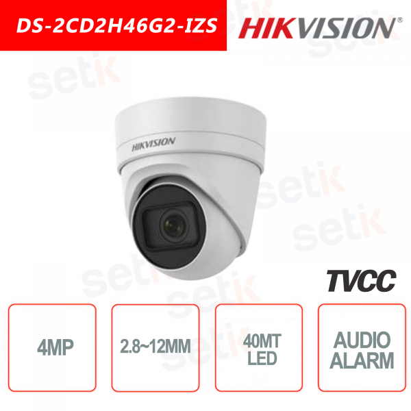 Hikvision IP Camera POE DARKFIGHTER AUDIO 4.0MP 2.8-12mm IR H.265 + Turret 4MP