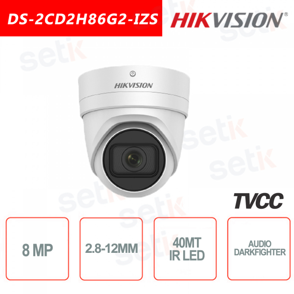 Telecamera Hikvision IP POE DARKFIGHTER Audio Allarme 8.0MP 2.8-12mm IR H.265+ Turret 8MP