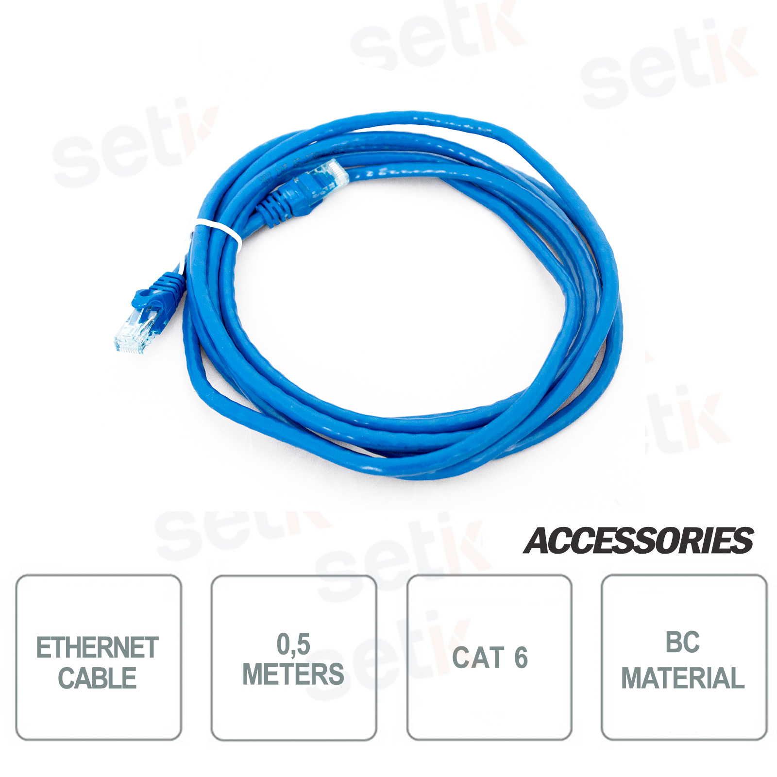 0.5MTC6 - Cavo di rete CAT6 0,5mt Azzurro Patch Cord 0,5mt con
