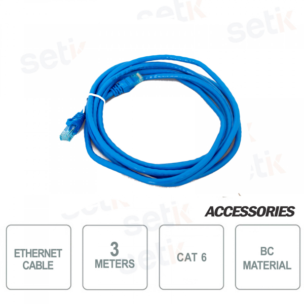 CAT6 network cable 3mt Light Blue Patch Cord with connectors