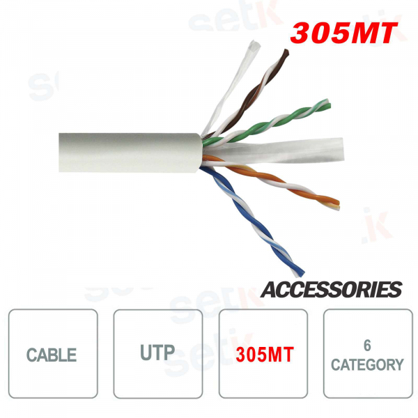 Cable Ethernet Red 305 metros CCA 6 UTP Bobina RJ45 LAN Internet