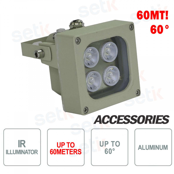 Iluminador infrarrojo para cámaras IR 4 LED 60M 60 ° - Setik