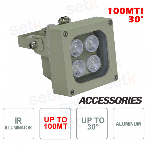Illuminatore infrarosso per telecamere IR 4 LED 100M 30° - Setik