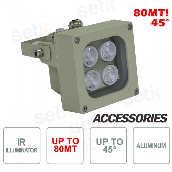 Iluminador infrarrojo para cámaras IR 4 LED 80M 45 ° - Setik