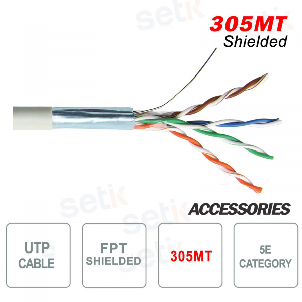 Cavo Ethernet Rete 305 Metri CCA 5E UTP Schermato FTP Matassa RJ45 LAN Internet