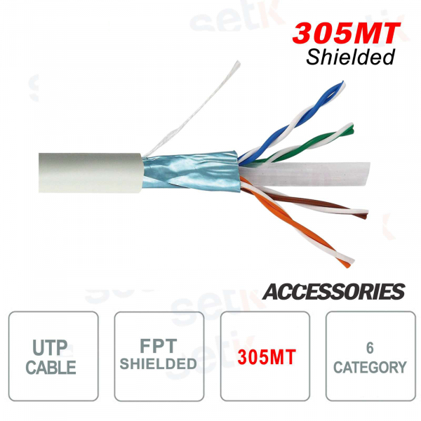 Câble  Ethernet Réseau 305 Mètres CCA 6 UTP Blindé FTP Écheveau RJ45 LAN Internet