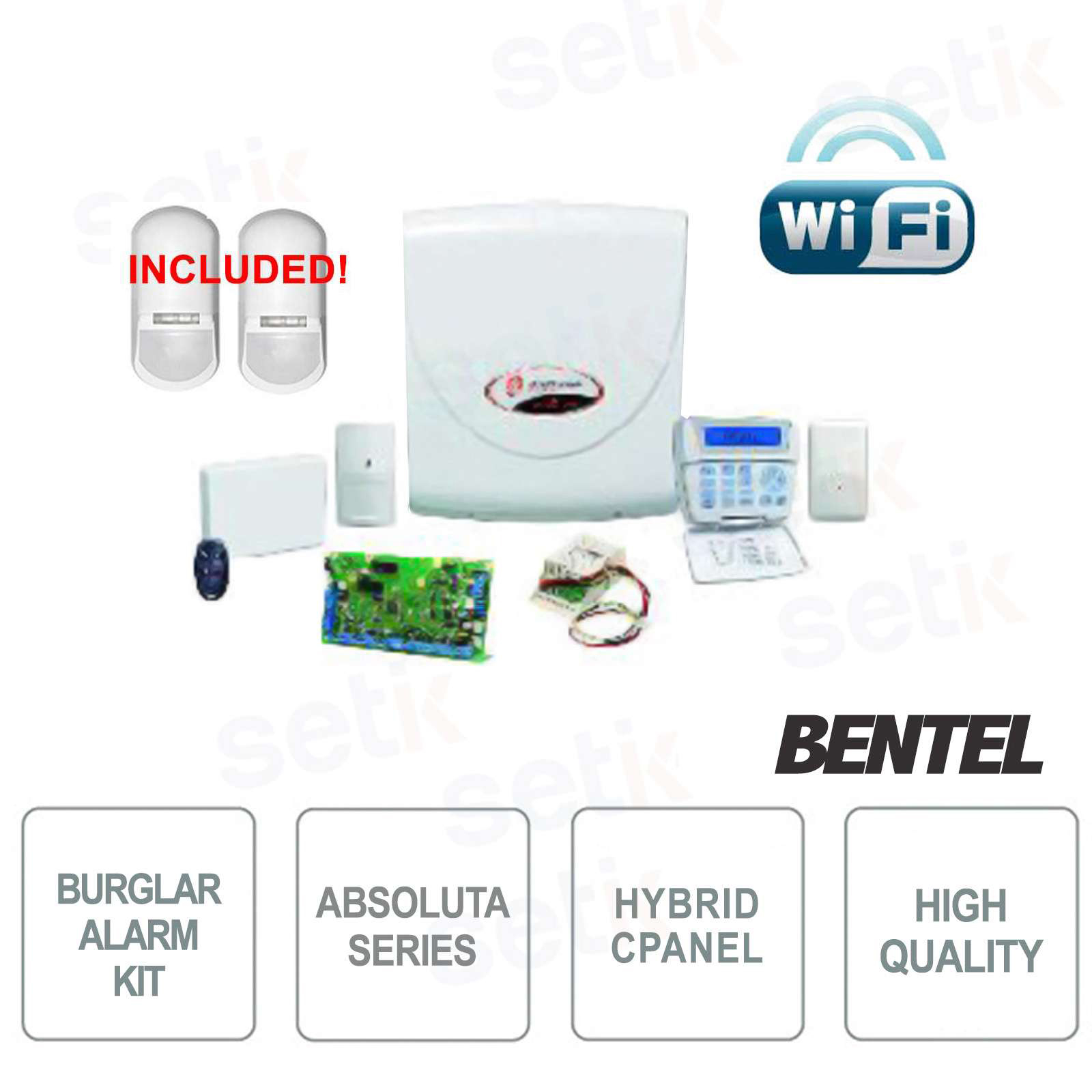Abs 14kitsw Plus Kit Antifurto Completo Bentel Wifi Sensori Setik Biz