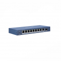 Commutateur Hikvision 10 ports ~ 8 ports PoE Gigabit - 1 port RJ45 Gigabit ~ 1 commutateur réseau de port fibre optique SFP