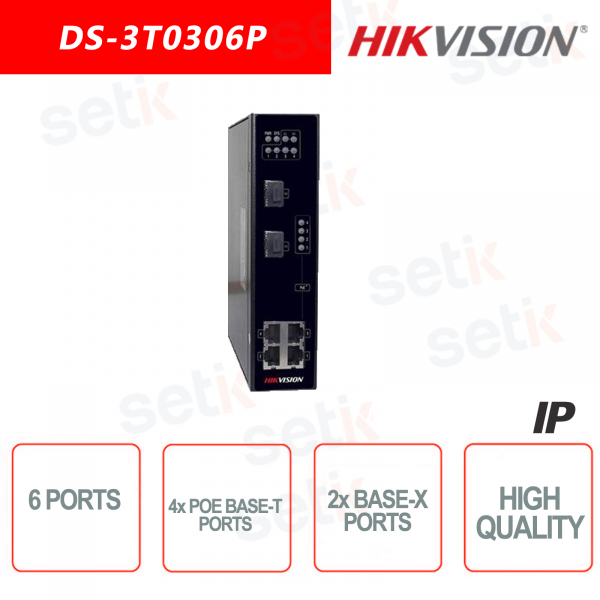 6 Port Hikvision Switch ~ 4 Port 100M Base-T ~ 2 Port 1000 Base-X Network Switch