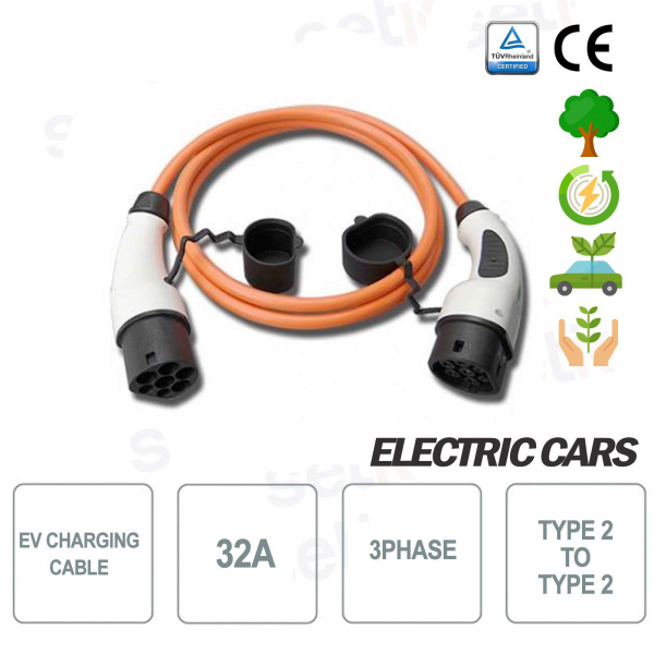 Câble de recharge pour voiture électrique EV du type 2 au type 2 32A triphasé