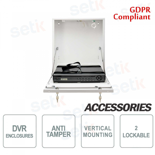 Pulsar caja contenedora metalica DVR Tamper - Pequeña Vertical Blanca