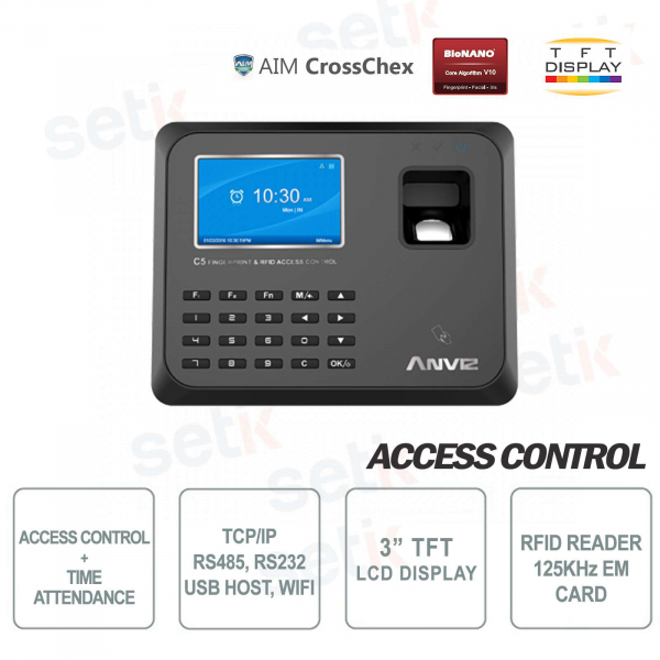 Terminal Access Control and Presence RFID EM 125KHz C5 WiFi Anviz