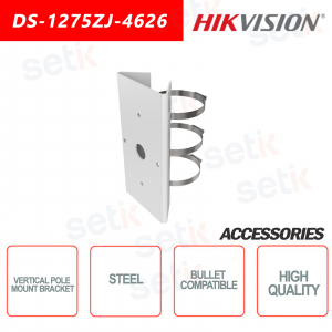 Hikvision vertical support for pole mounting - Suitable for bullet cameras - Load capacity 10KG