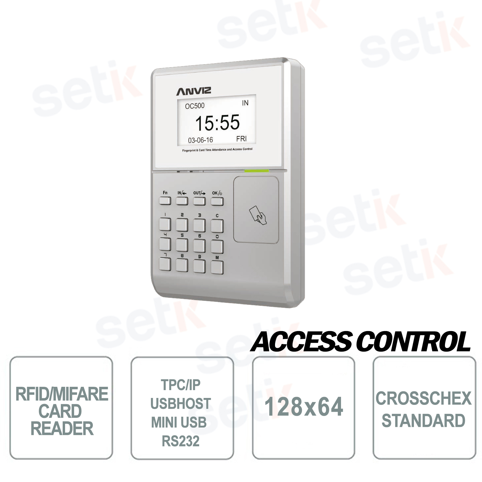 Anviz oc500 Controllo Accessi RFID Lettore di schede USB TCP IP per ingresso uscita 