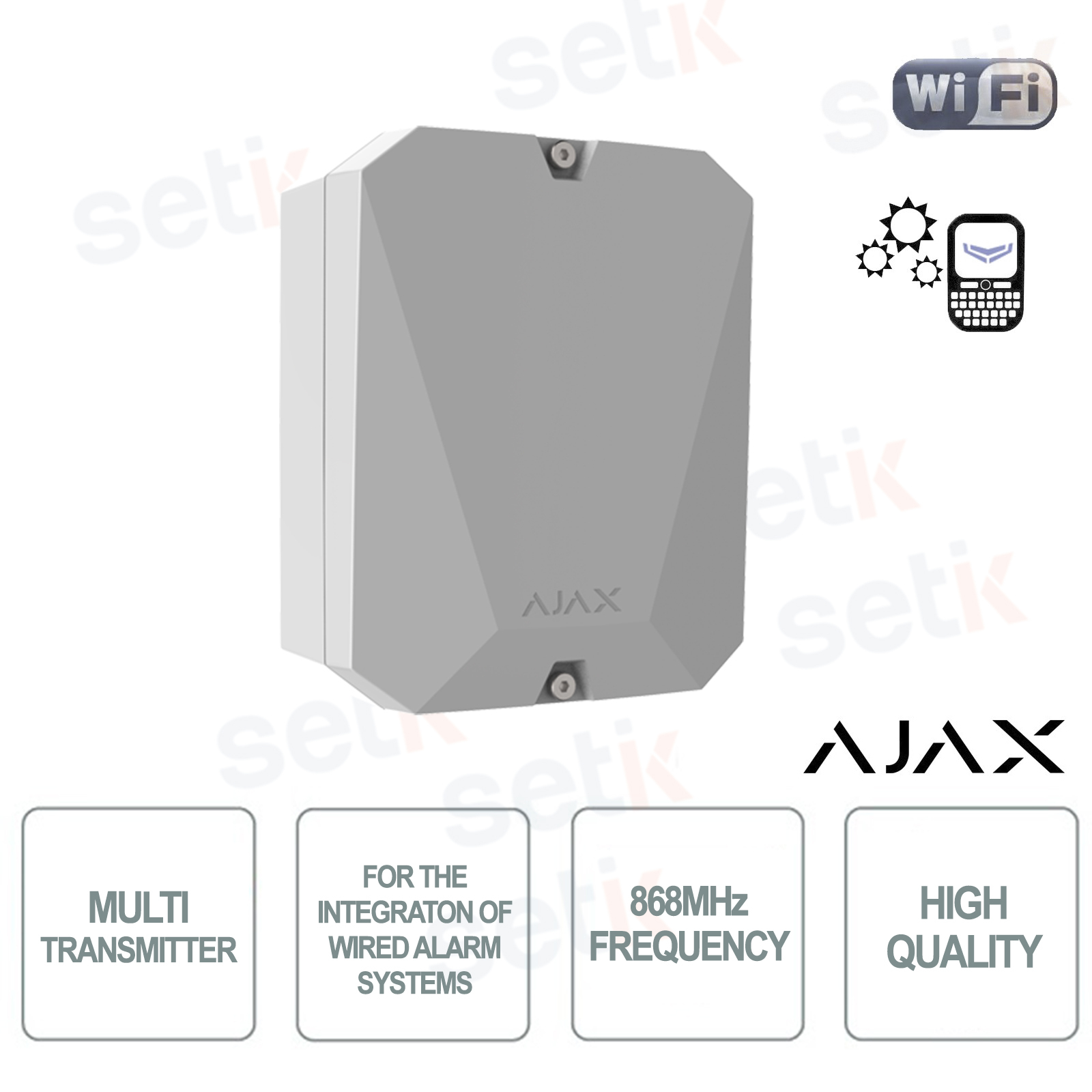 38200.62.WH1 - Ajax MultiTransmitter Jeweller White Module for Wired  Sensors Ajax - Setik.biz