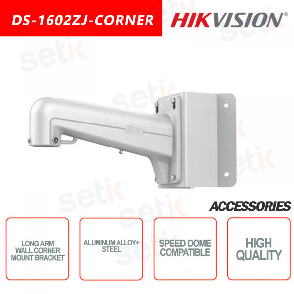 Soporte de montaje en pared Hikvision con brazo largo en ángulo en aleación de aluminio y acero