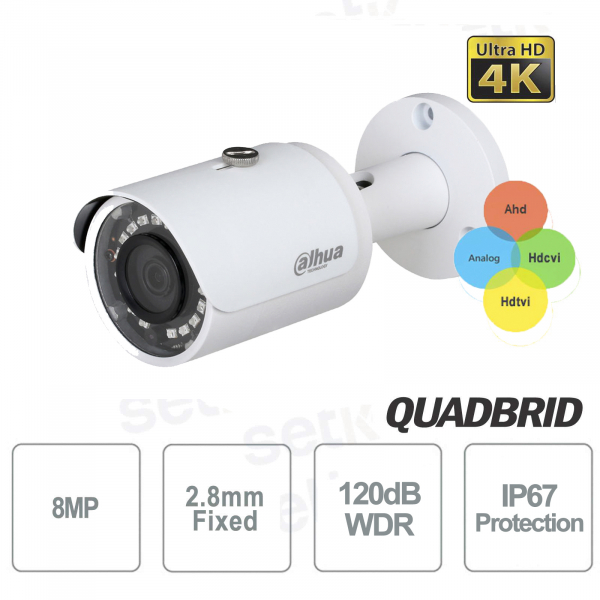 Caméra Dahua 8MP 4K 4en1 2.8mm WDR IR 30