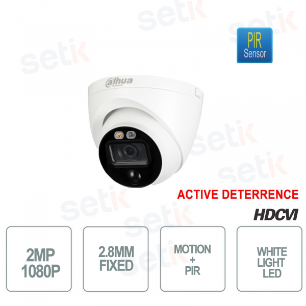 Caméra dôme HD CVI 2MP 2.8mm PIR Active Deterrence MotionEye Dahua