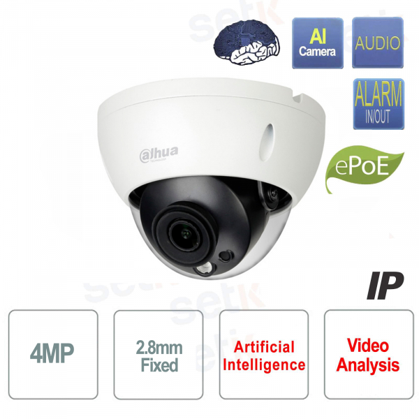 AI IP-Kamera ONVIF® PoE 4MP 2,8 mm Starlight WDR IR Audio Dahua