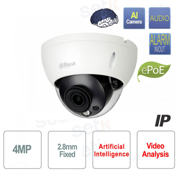 AI IP Camera ONVIF® PoE 4MP 2.8mm Starlight WDR IR Audio Dahua