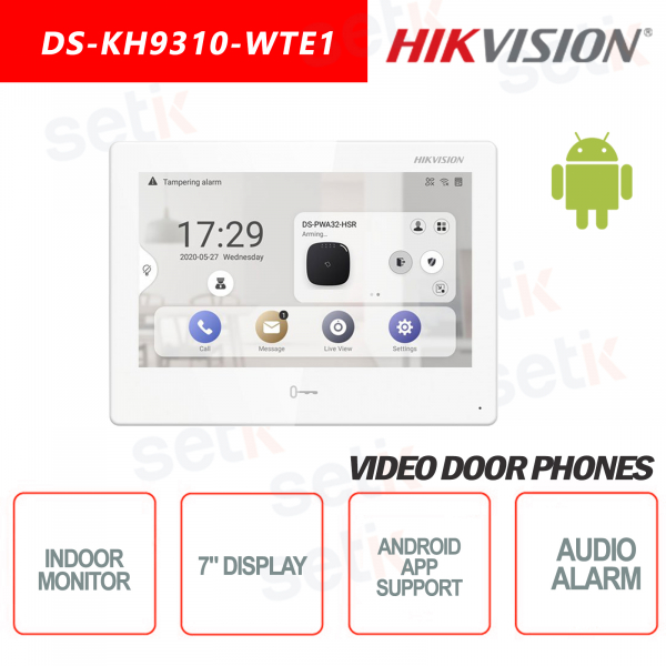 Station intérieure Hikvision 7 pouces + fente pour carte MicroSD TF prend en charge les applications Android