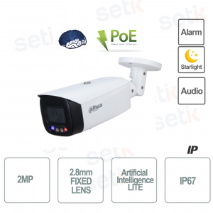Caméra bullet Dahua Full HD IP - couleur - détection de mouvement -  emplacement pour