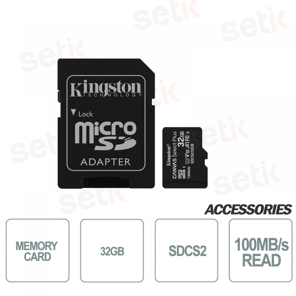 Carte microSD Canvas Select 32 Go Classe 10 - SDCS2 - Kingston