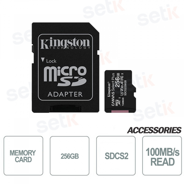 Carte microSD Canvas Select 256 Go UHS-I Classe 10 - SDCS2 - Kingston
