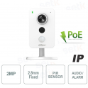 Telecamera IP PoE Dahua 2 MPX 2.8mm H.265 IR Audio MicroSD Allarme Sensore PIR da interno
