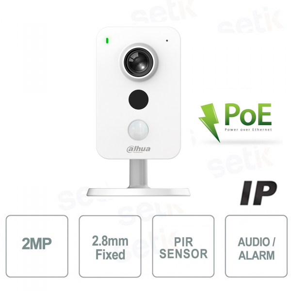 Caméra IP Dahua 2 MPX PoE 2.8mm H.265 IR Audio MicroSD Alarme Capteur PIR Intérieur