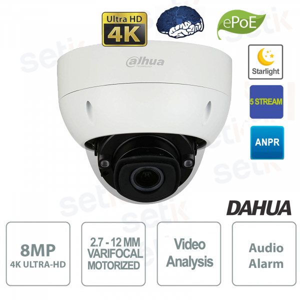 AI Dahua 8MP 4K Motorized PoE IP Camera ANPR Starlight WDR IR IK10