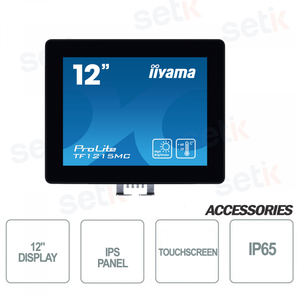 Monitor de pantalla táctil LED Prolite de 12" Tecnología de panel táctil IPS IIYAMA